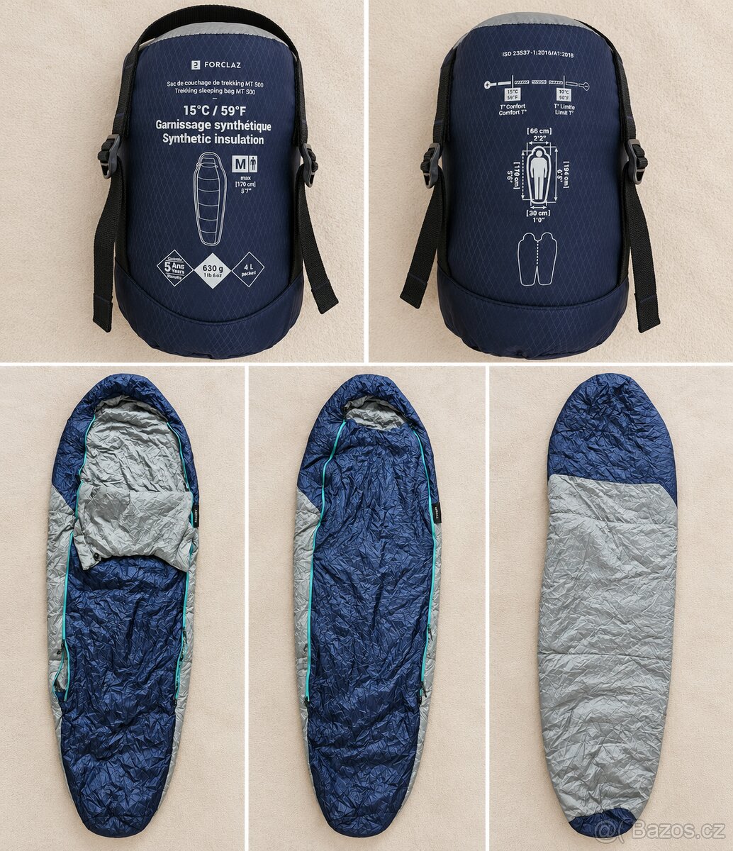 Spacák Forclaz MT500, 15 °C, hmotnost 630 g