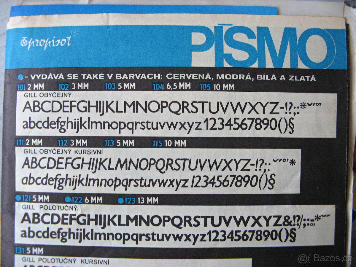 Propisot (suché propisovací obtisky) z 80.let
