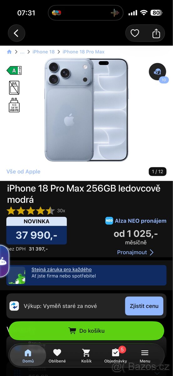 Iphone 18 Pro Max 256GB ROZBALENO