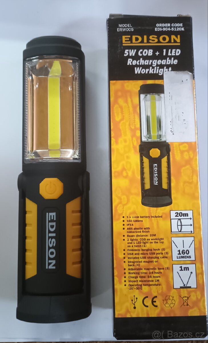 Nabíjecí svítilna 5w COB + 1 LED - nová