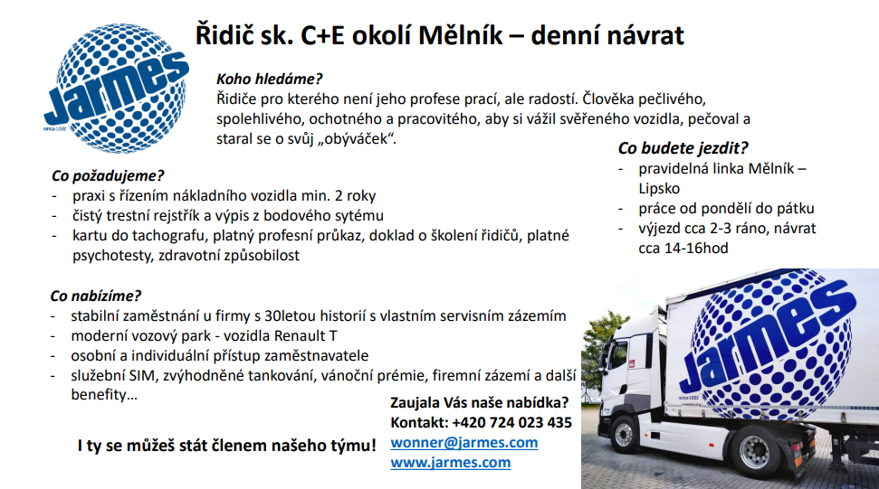 ŘIDIČ C+E - MKD denní návrat