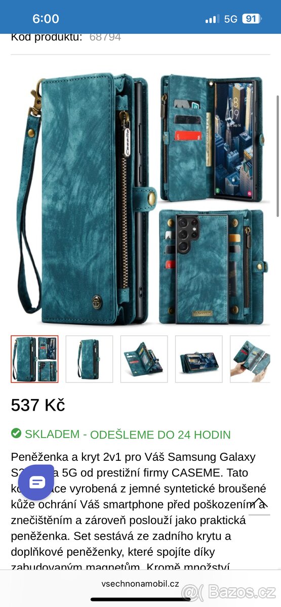 Kryt 2v1 s penezenkou Galaxy S24Ultra