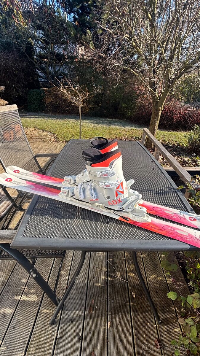 Lyže 128cm Dynastar dívčí, Lyžařské boty 280mm Wedze