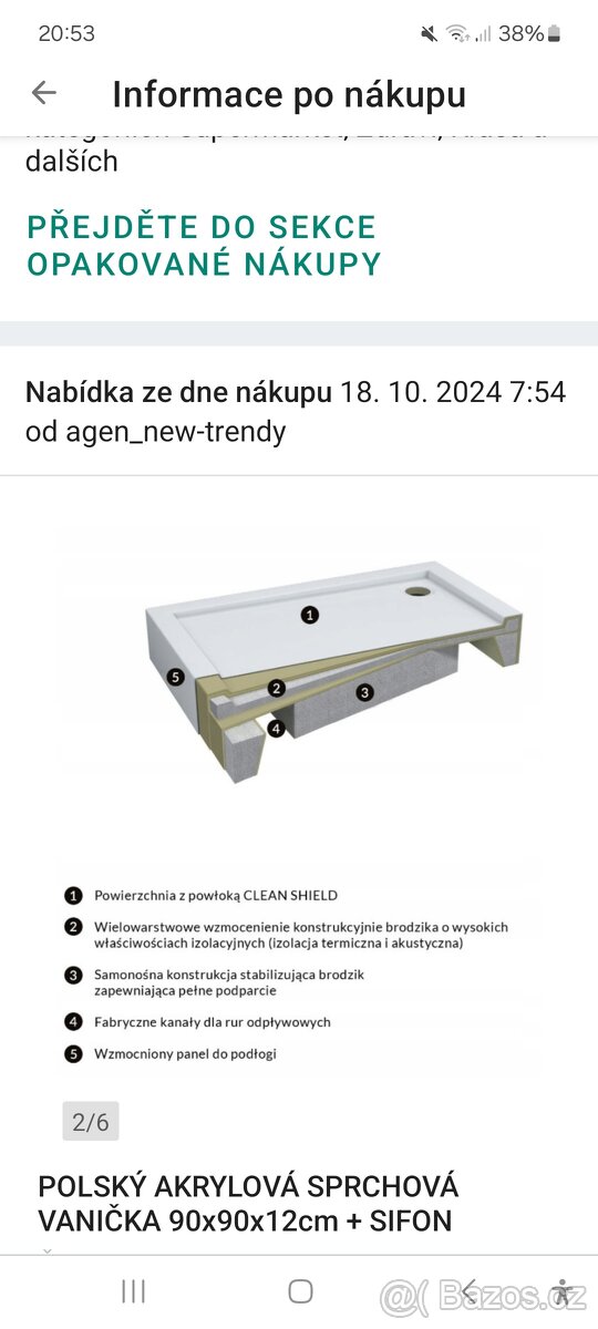 Sprchova vanicka 90x90