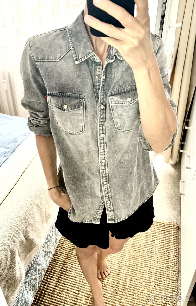 Šedá jeans košile, LTB, vel. S