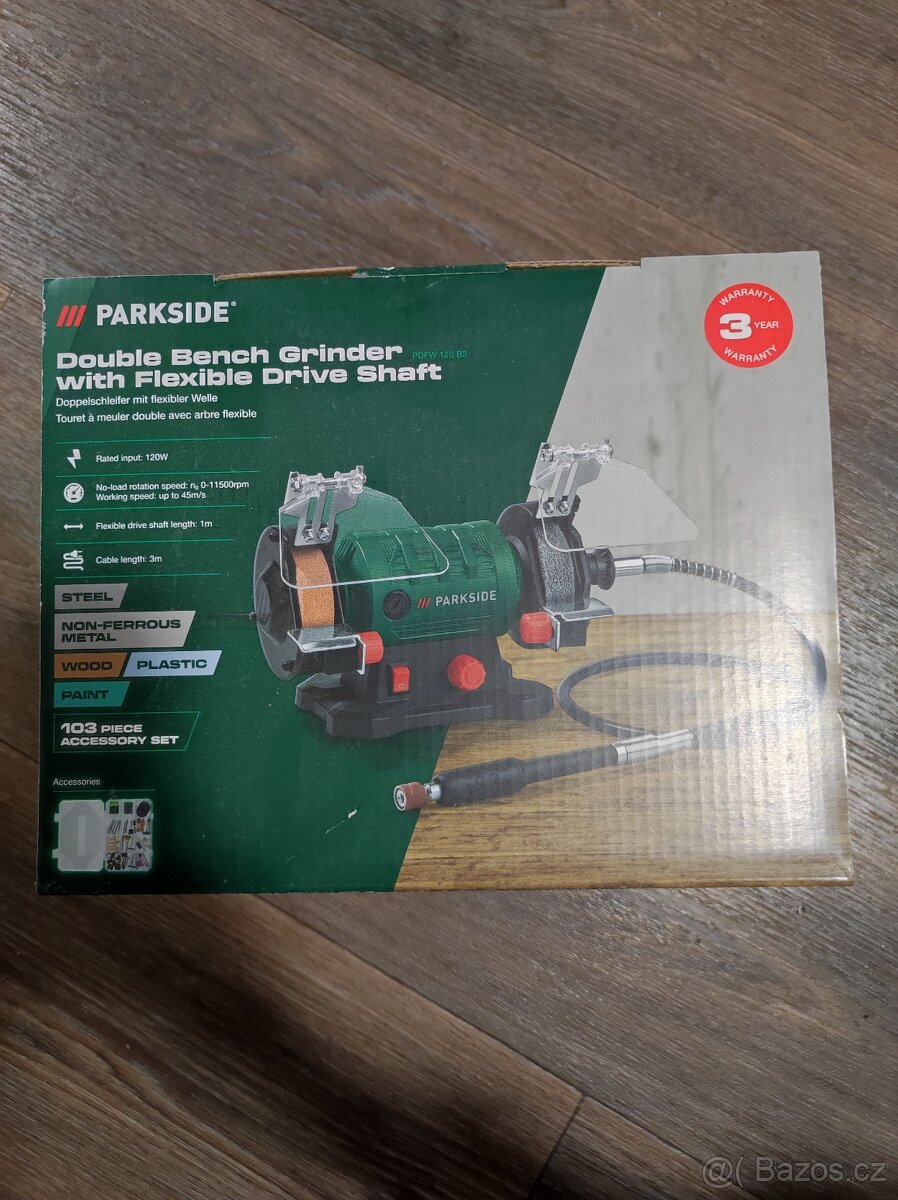 PARKSIDE Dvoukotoučová bruska s ohebnou hřídelí PDFW 120 B3