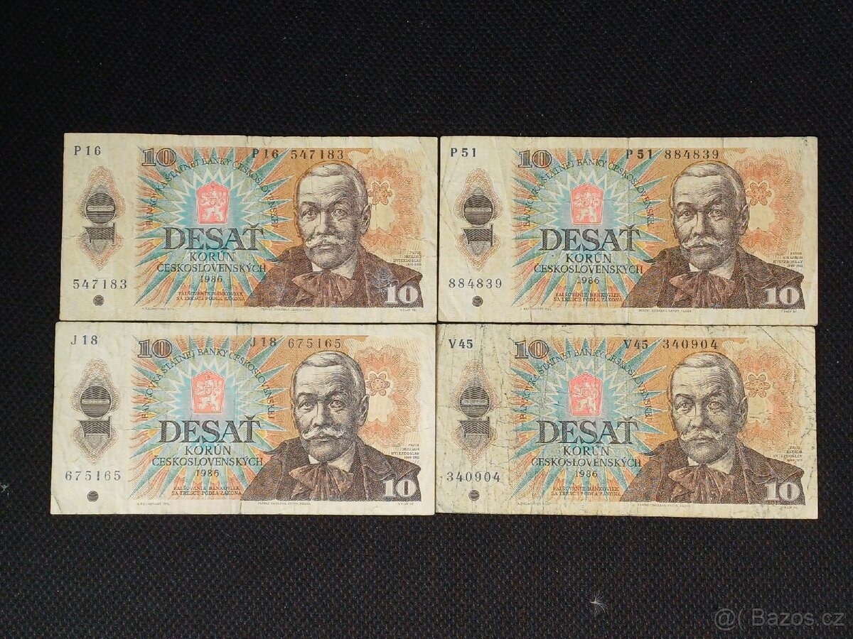 4 x 10 koruna 1986
