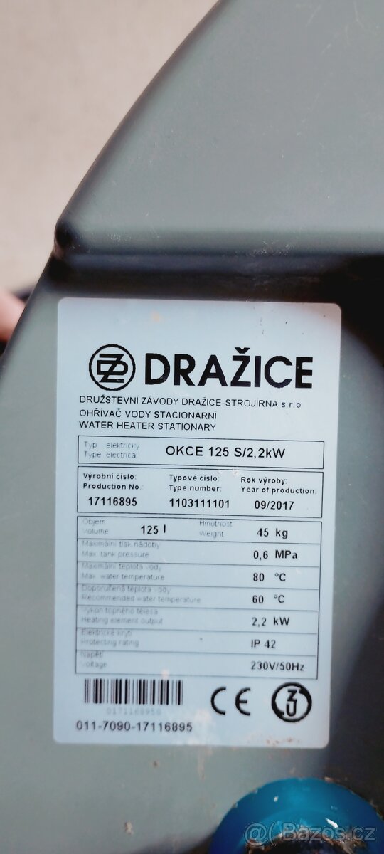 Bojler Dražice okce 125 s stacionarni
