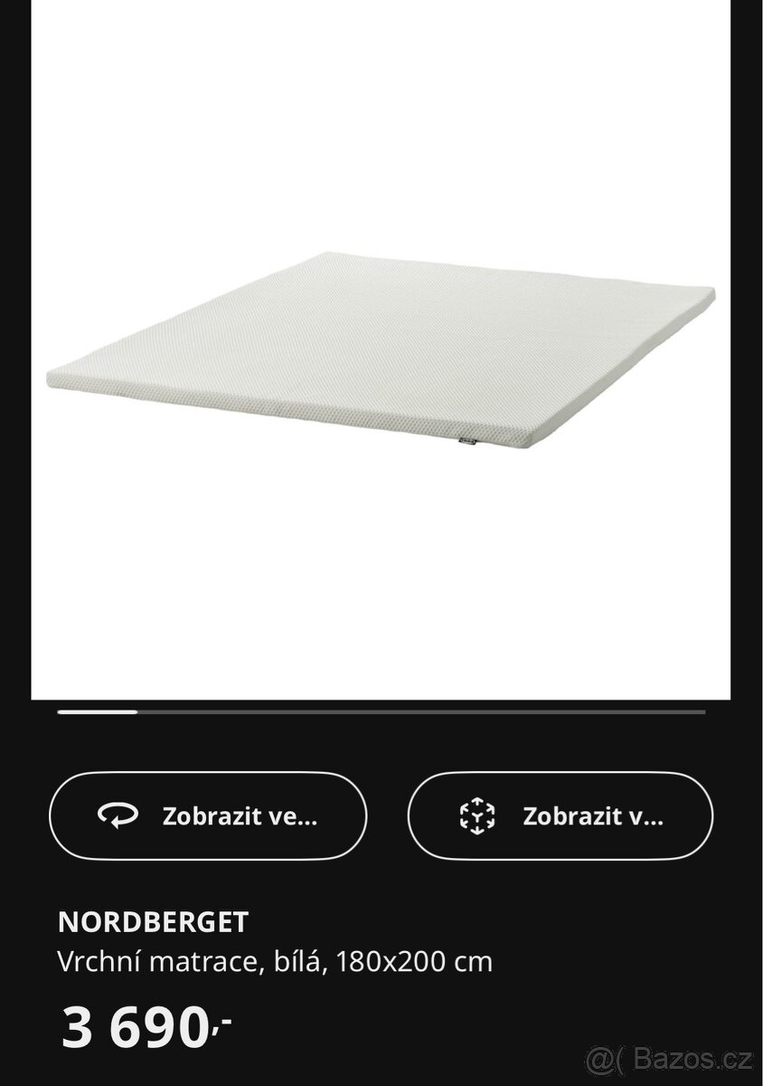 Vrchní matrace/topper NORDBERGET IKEA 180x200