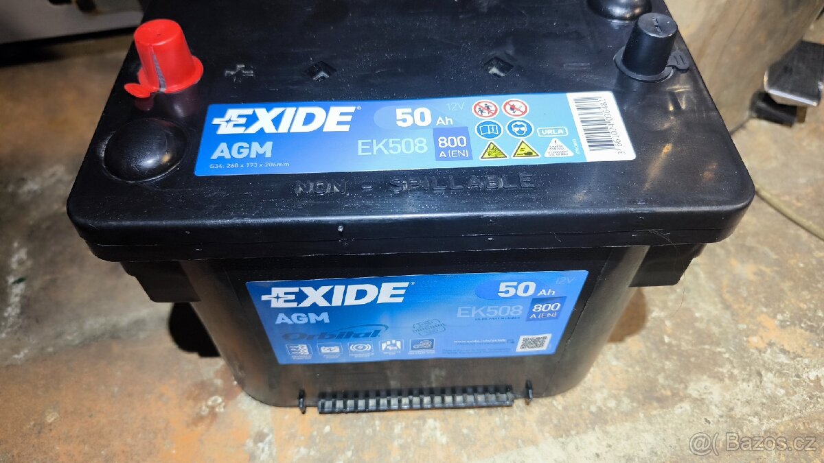 Baterie Exide Start-Stop AGM 12V 50Ah 800A EK508