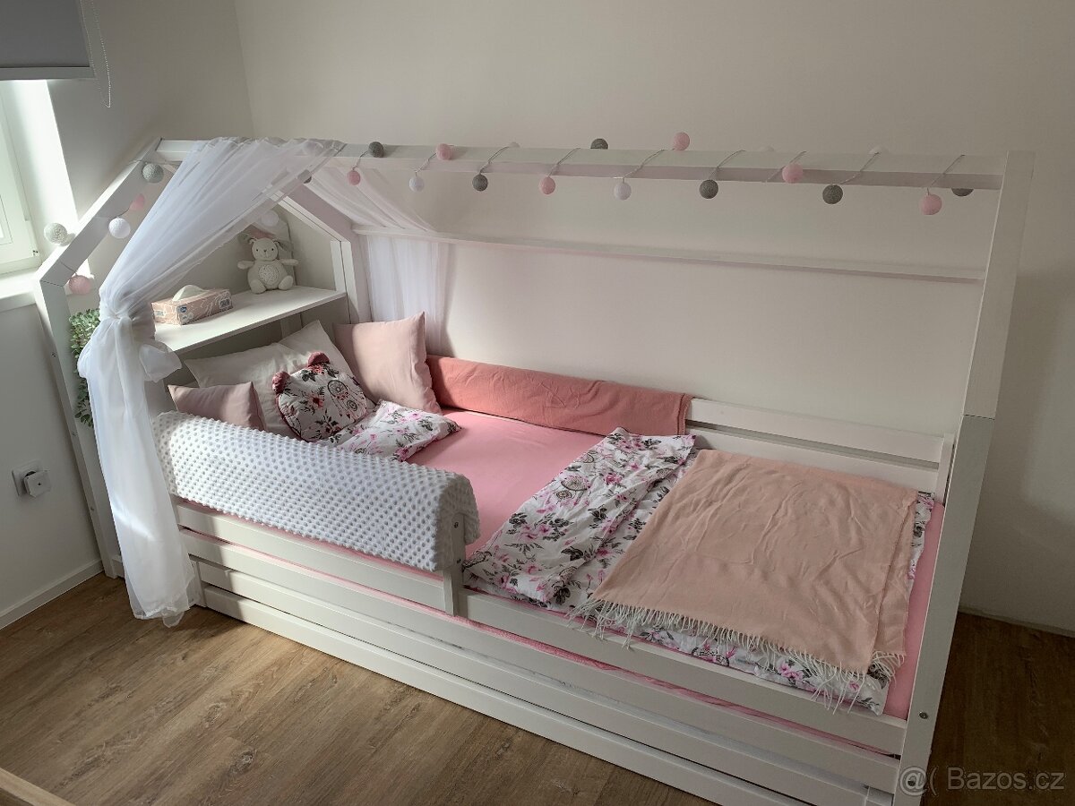 Domečková postel+knihovna Elis Design