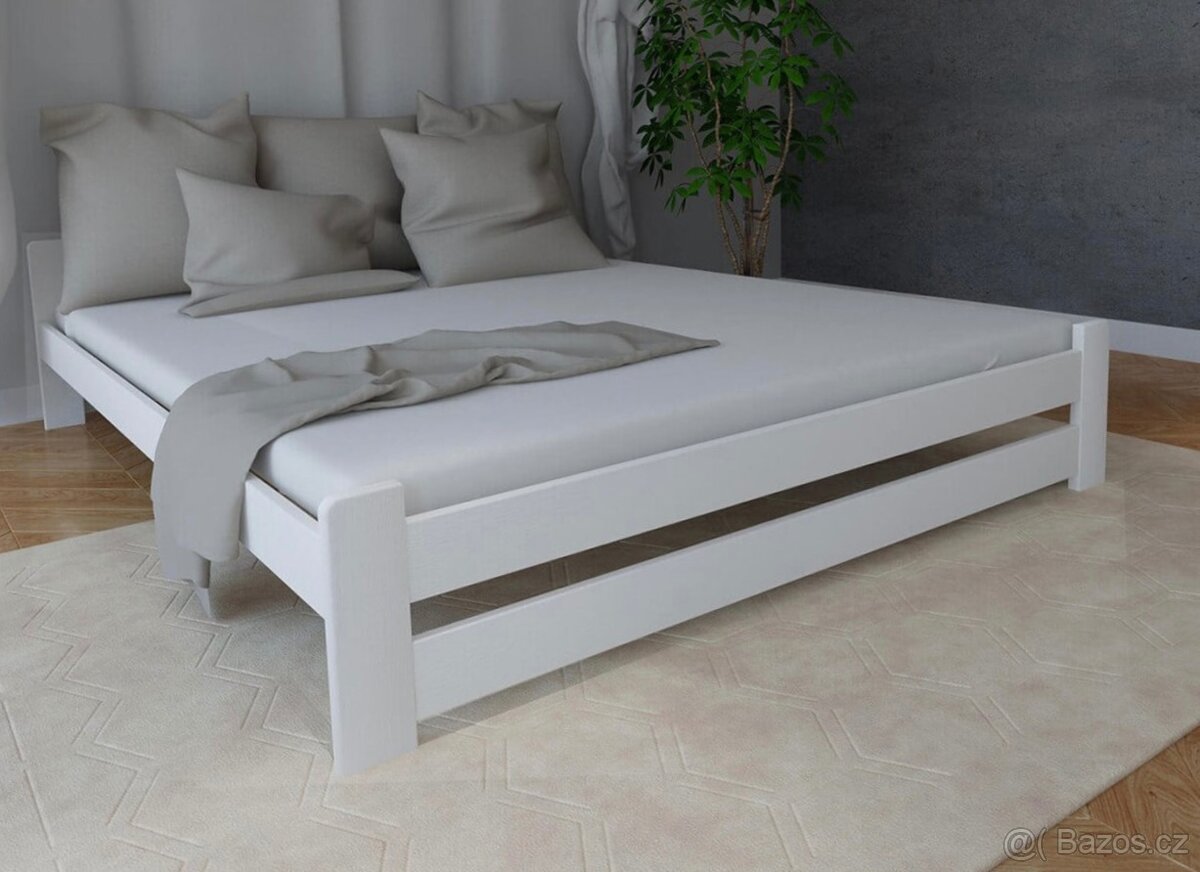 Nová postel MASIV BOROVICE bílá 160x200cm + rošt