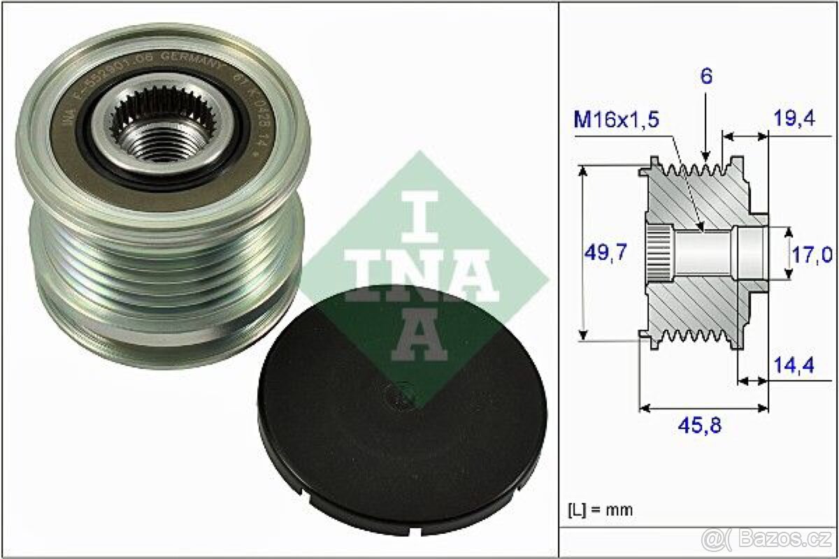 Volnoběžka alternátoru INA F-552901.06 Jeep Mercedes