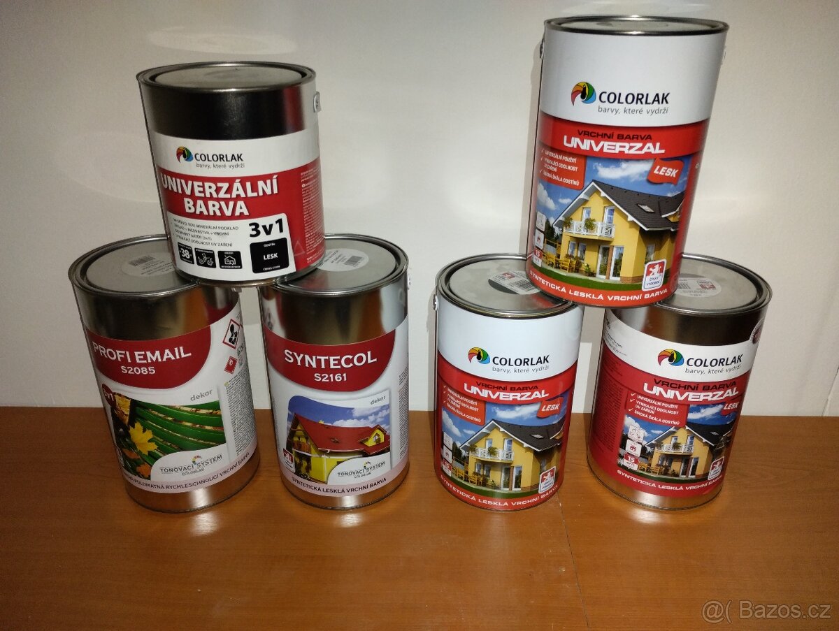Syntetické barvy,zelená,bílá,černá,hliníková,sl.kost LEVNĚ