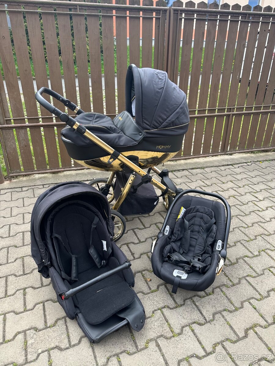 Kočárek zlaty Baby active moomy glosy 3v1