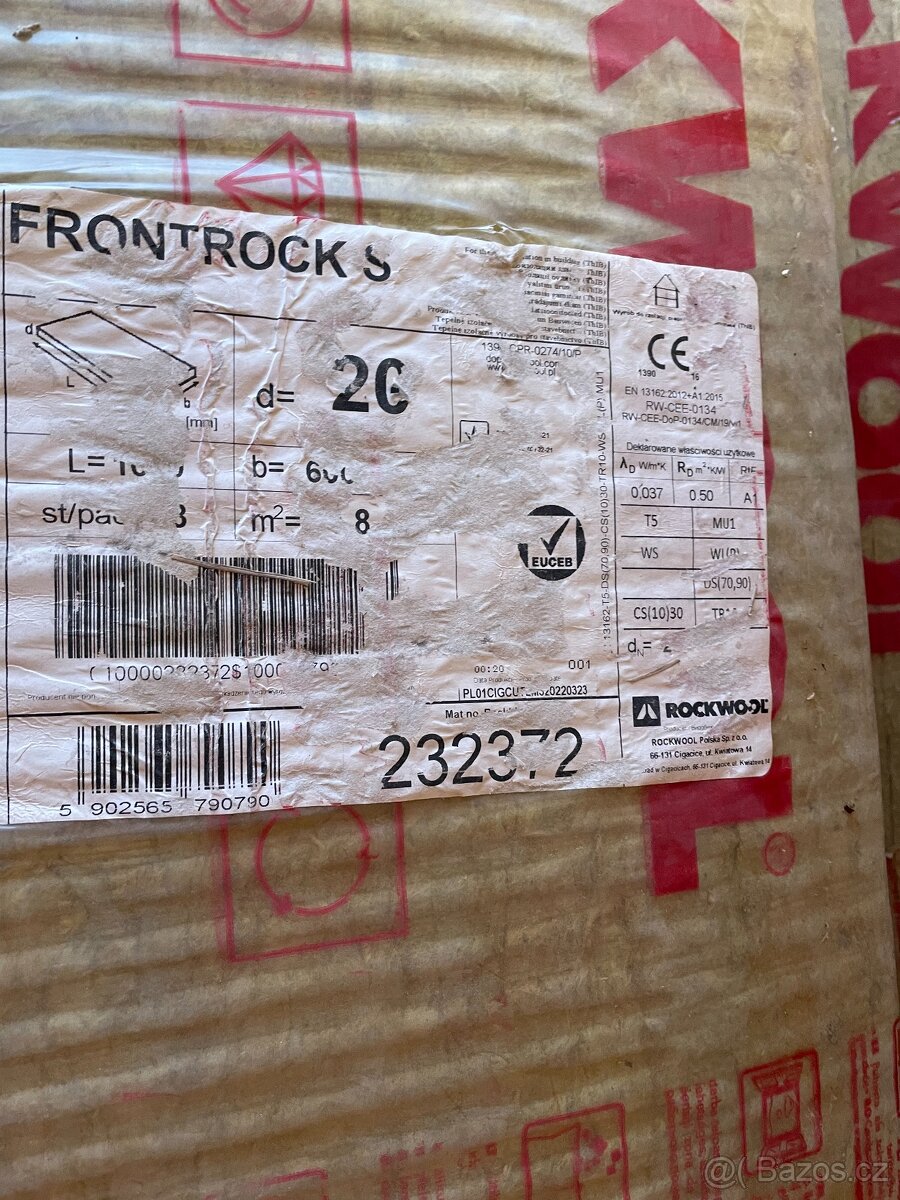 Prodám 2 balíky izolačních desek FrontRock S 1000x600x20mm