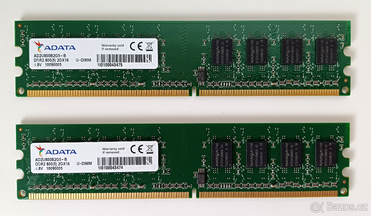 RAM DDR2, 2x 2 GB, 800 MHz