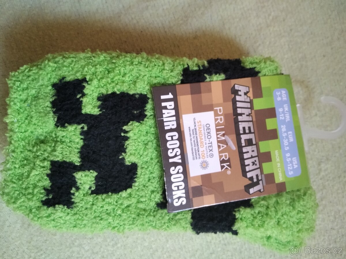 Minecraft fleece ponožky vel. 26.5 - 30.5