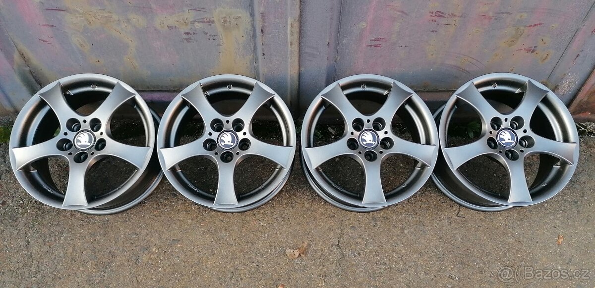 4ks Alu kola 5X100 15" Rapid,Octavia 1- TOP STAV