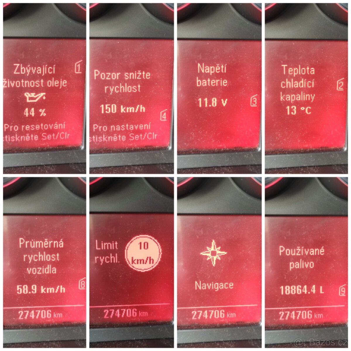 Otevření dalších záložek na palubní desce Opel z 2010 r.