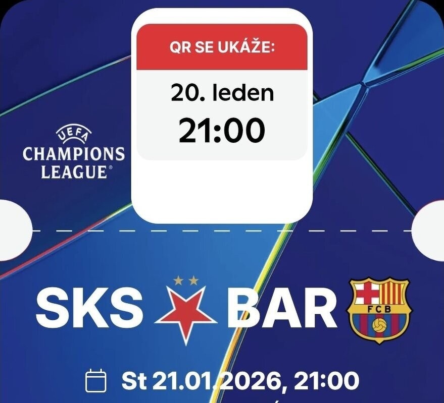 Slavia Praha - FC Barcelona (2 vstupenky)