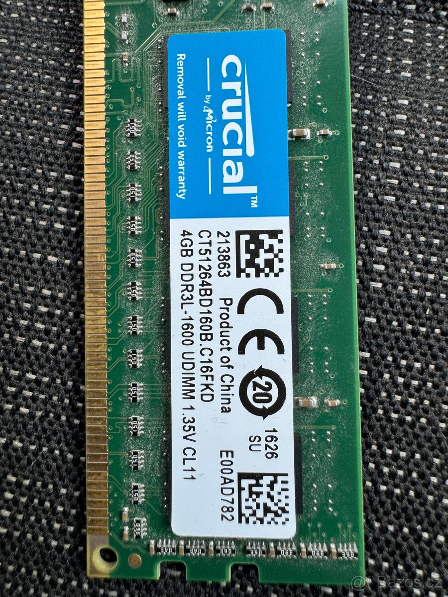 DDR3L PC3-12800 CL11 1,35V 4Gb (2-x8) RAM paměť do PC