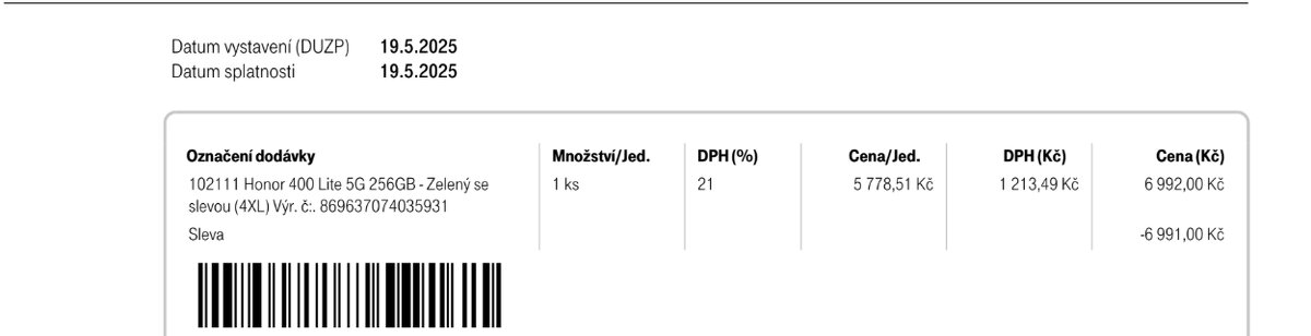 HONOR 400 Lite 5GB 256GB - NOVÝ - ZÁRUKA 24-MĚS.