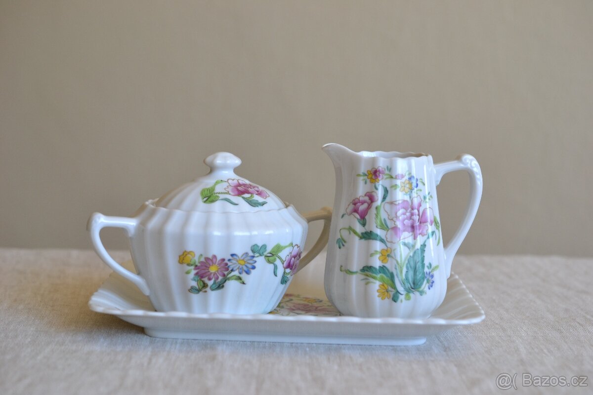 Porcelánová cukřenka s mléčenkou,podtácek zn.Bavaria