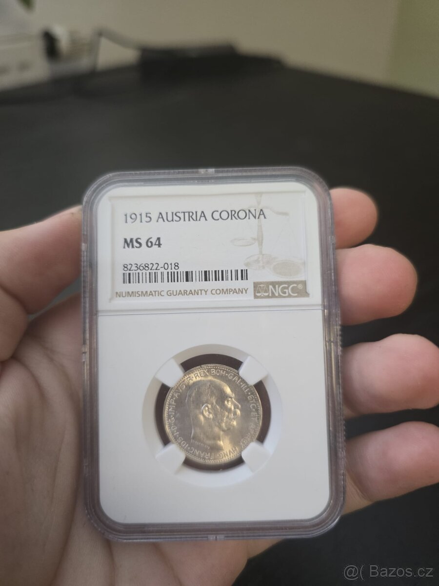 Rakouská 1 Koruna 1915 Rakousko-Uherská stříbrná mince