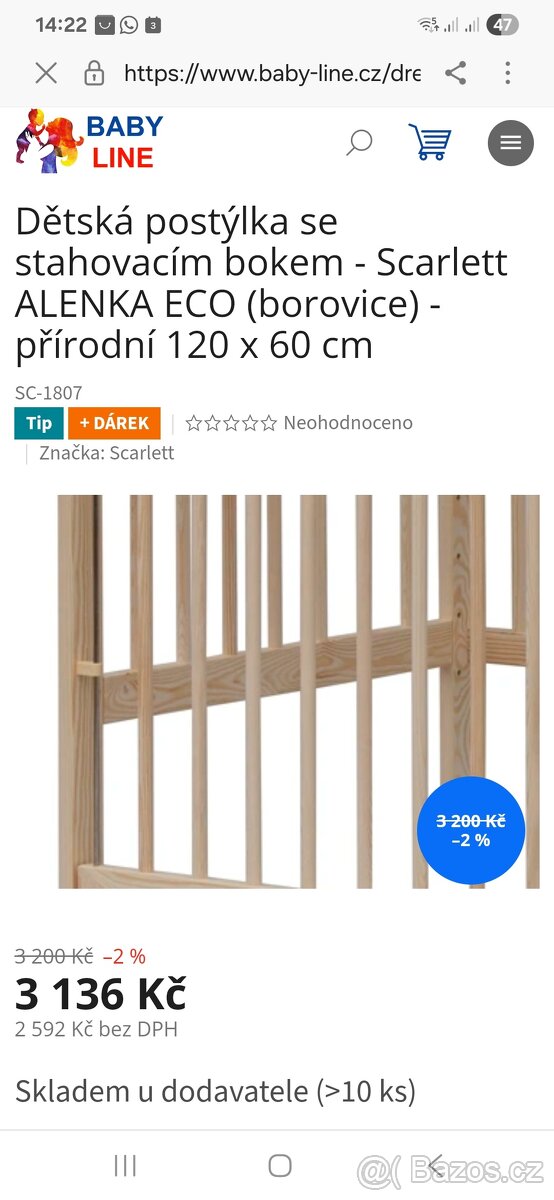 Dětská postýlka + matrace
