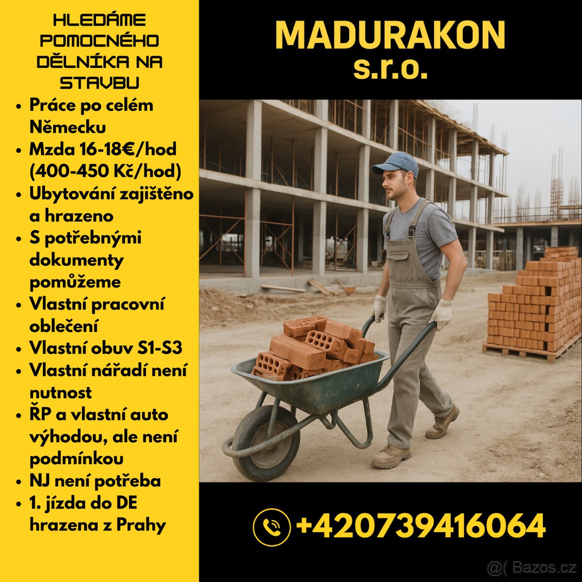 Pomocný dělník - Německo | až 18€/hod | ubytování hrazeno