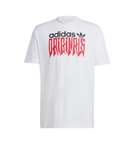 Bílé Adidas Originals tričko s červeným nápisem - XS