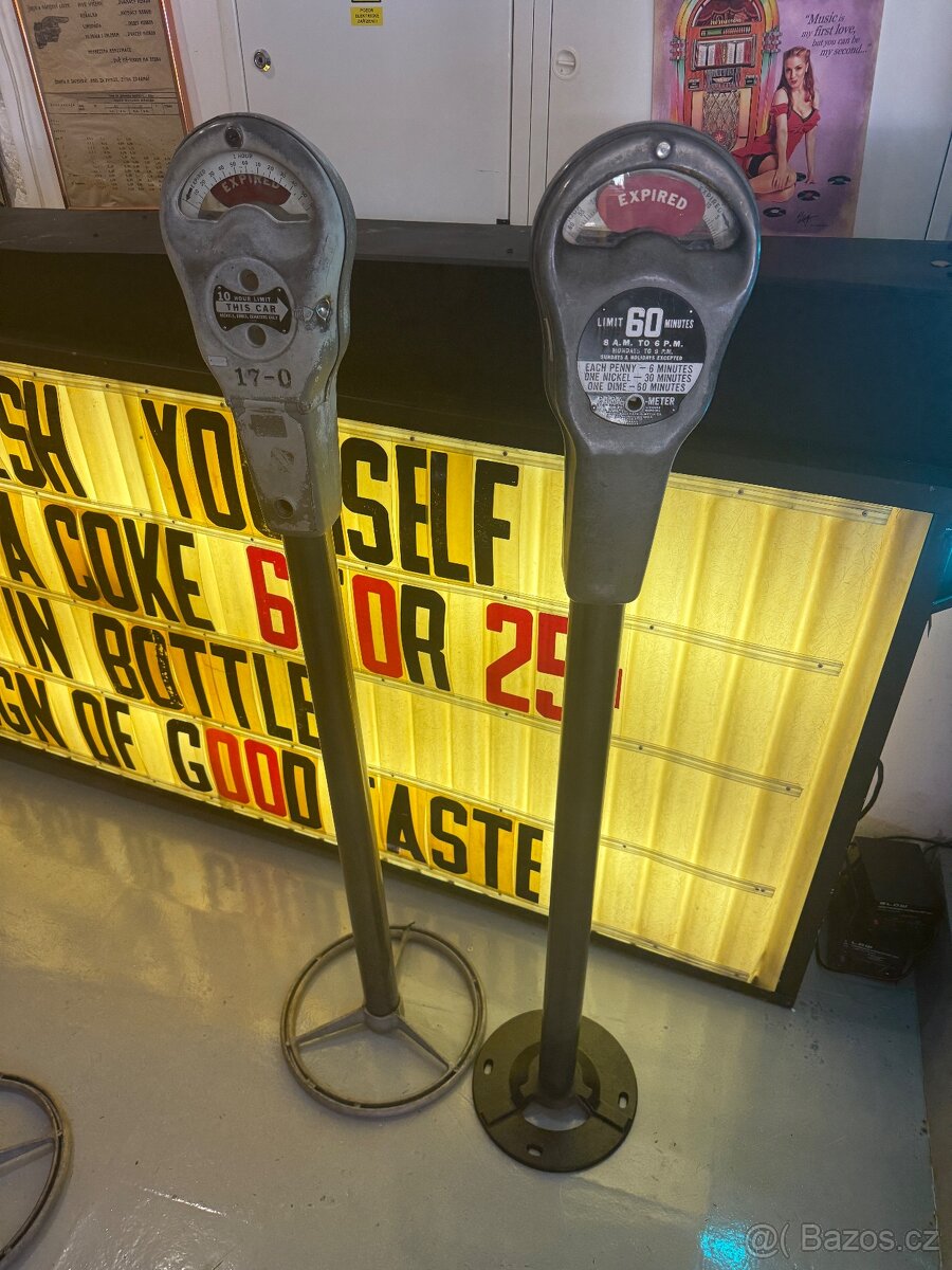 2ks Parkovací hodiny Park-O-Meter originál USA 1950 TOP STAV