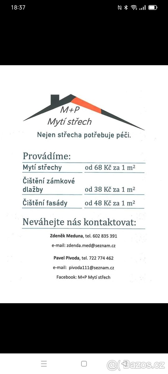 Mytí střech, fasád, zámkové dlažby