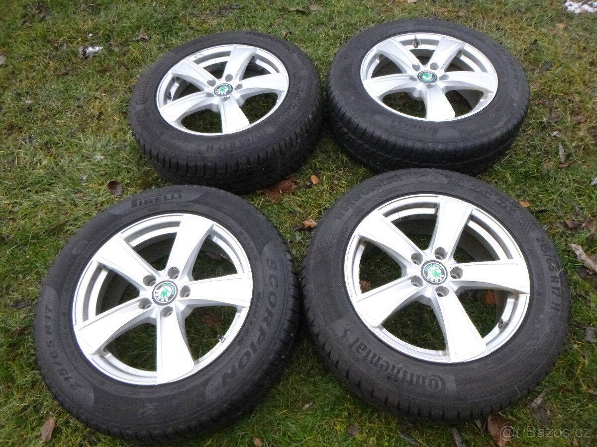 4x alu (5x112) zimní pneu 215/65 r17 (6-7 mm)