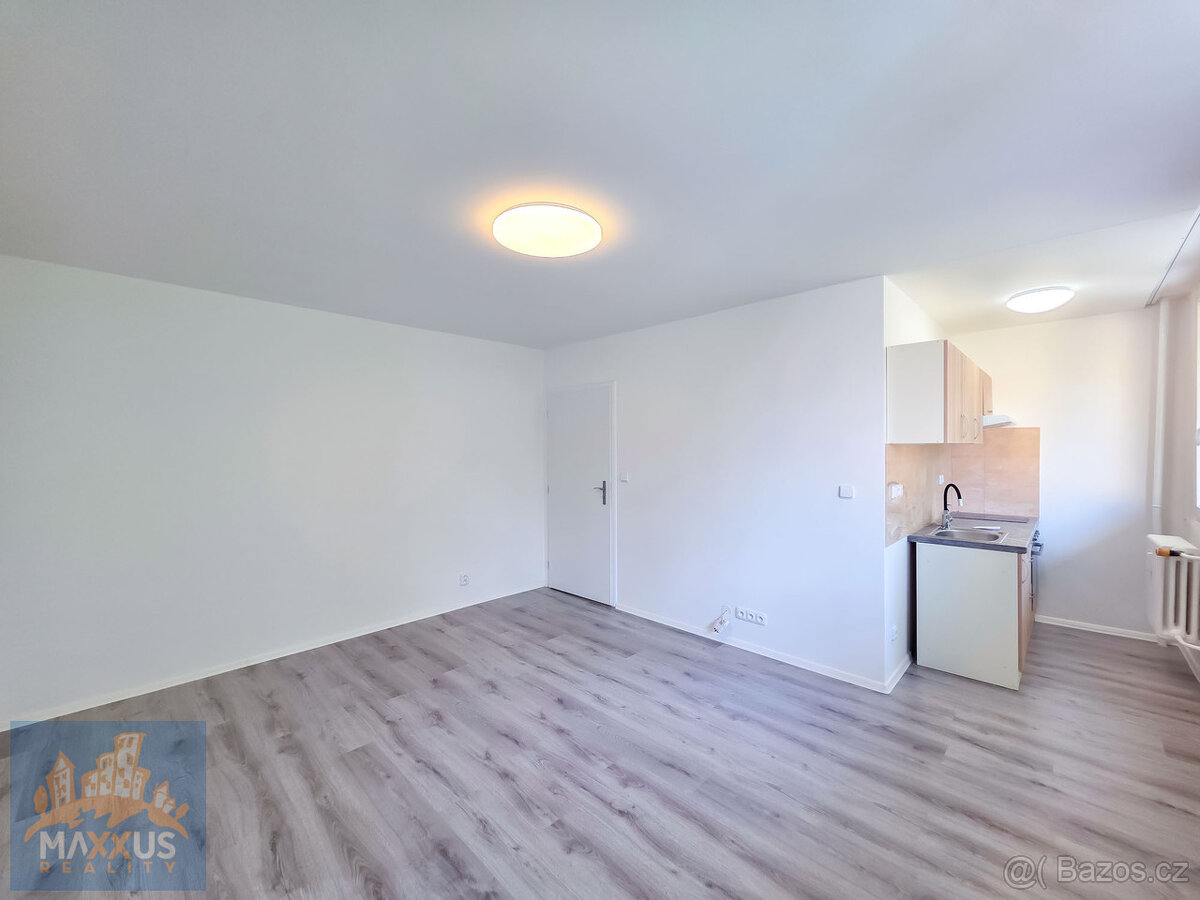 Pronájem světlého bytu 1+kk, 26,5 m², Vodárenská ulice, Klad