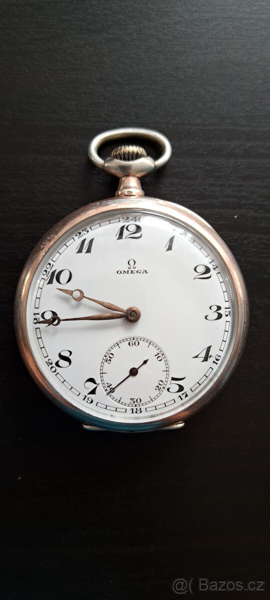 Stříbrné kapesní hodinky Omega cal. 40.6 L