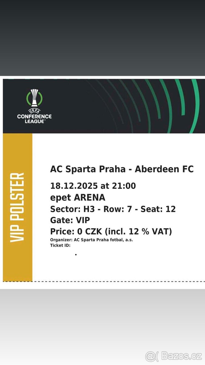 VIP vstupenky na zápas Sparta-Aberdeen