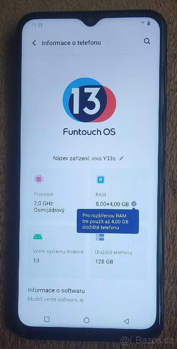 Mobilní telefon Vivo y33s, 8/128GB
