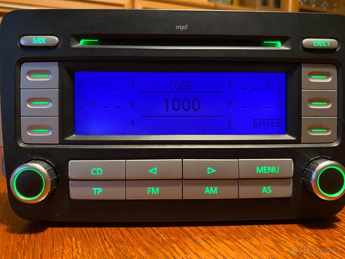 Volkswagen RCD 300 mp3 Zelené Podsvícení