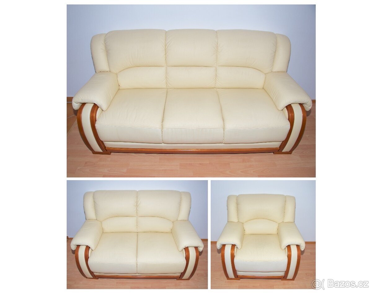 Kožená sedací souprava 3+2+1 nerozkládací