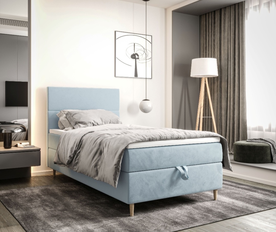 2x jednolůžková postel 100x200 - světle modrá