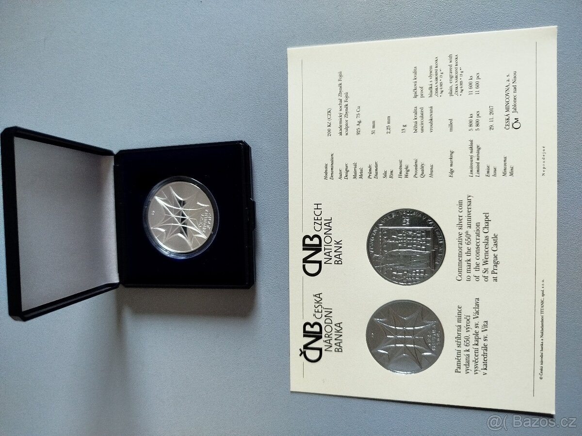 Mince 200 Kč - 650 let Kaple sv. Václava (Katedrála sv. Víta