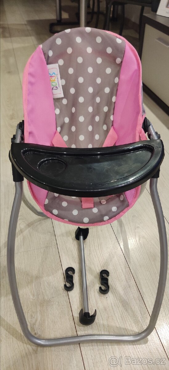 Houpačka pro panenky s jídelní židličkou 2v1