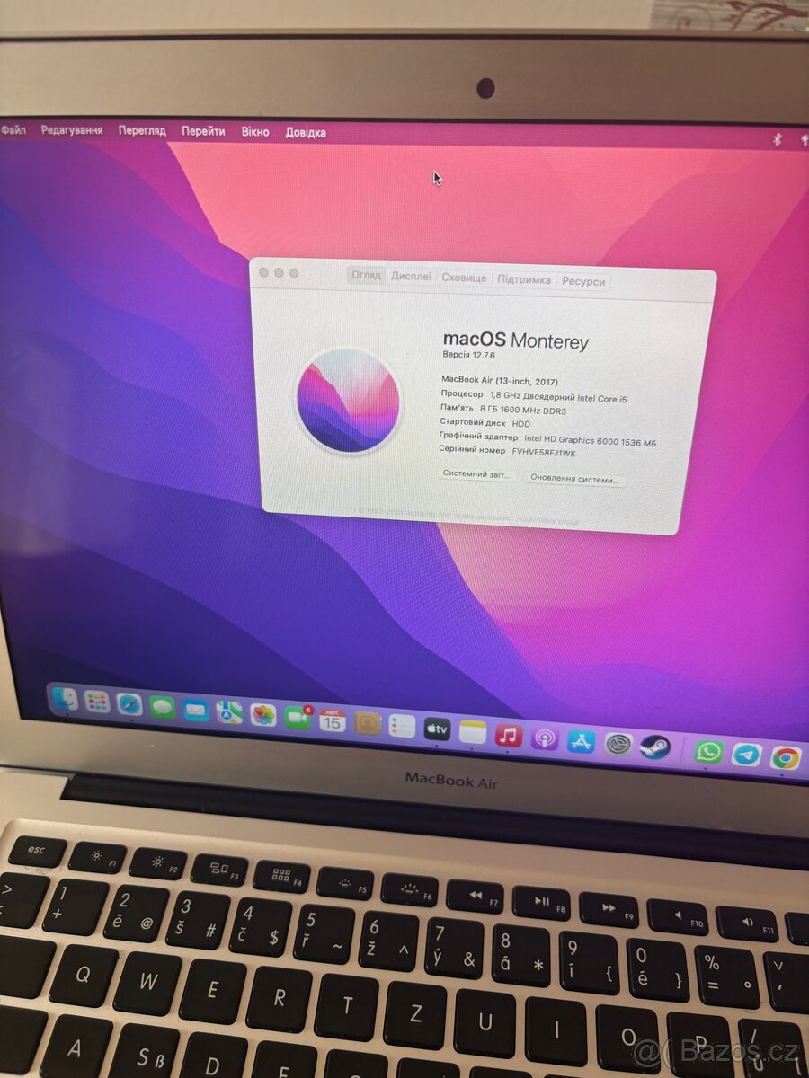 MacBook Air 13” (2017) – Intel i5, 8 GB RAM, macOS Monterey