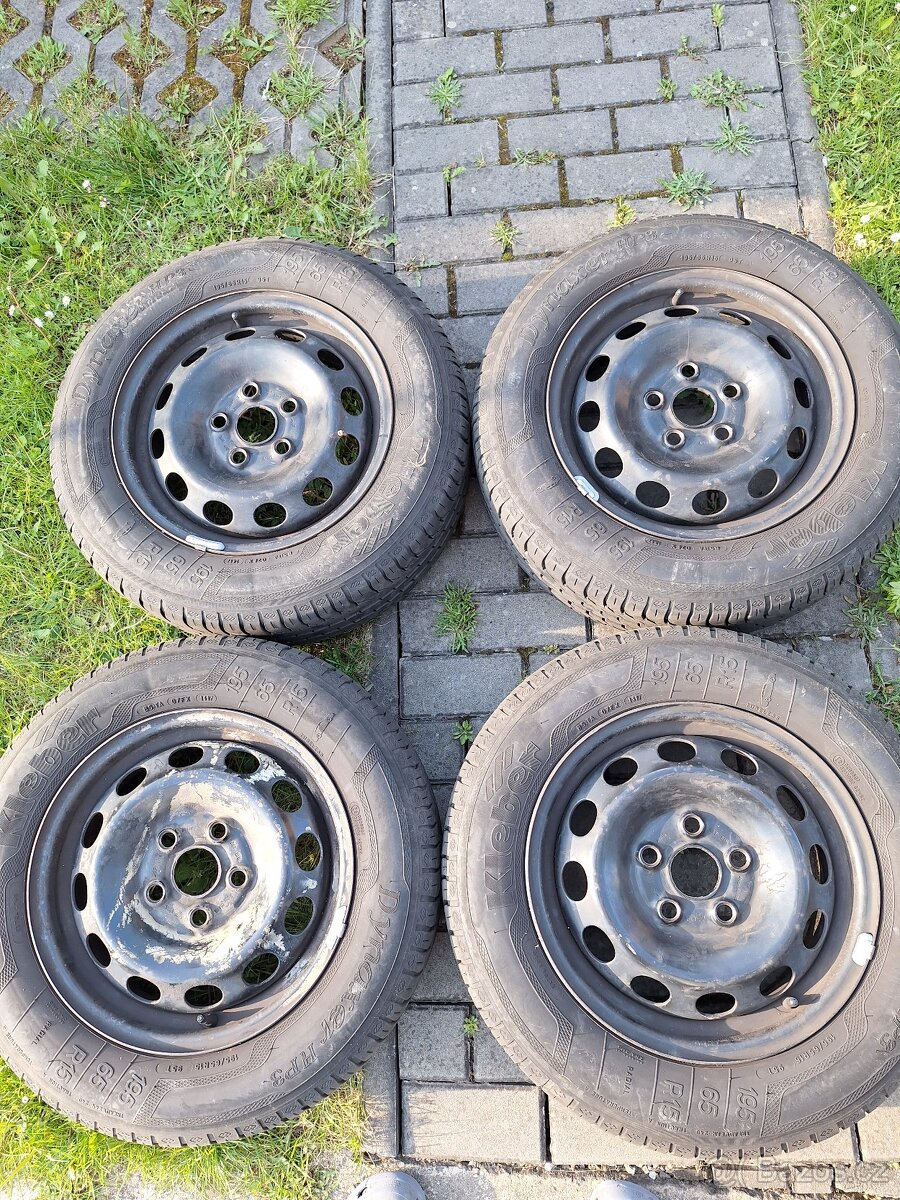 Komplet 4x plech ET55 ; 5x112 + pneu Kleber 195/65 R15 ; 95T