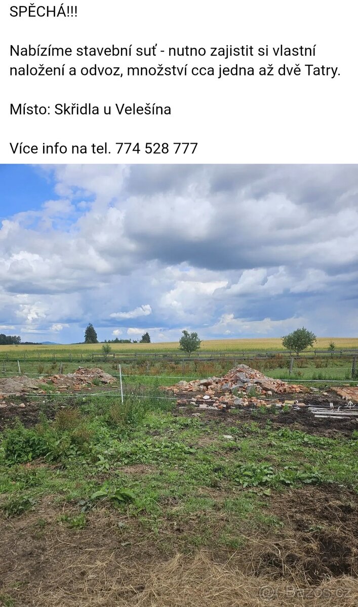 Nabídka stavební suti za odvoz