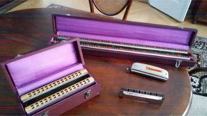 Sada profesionálních foukacích harmonik