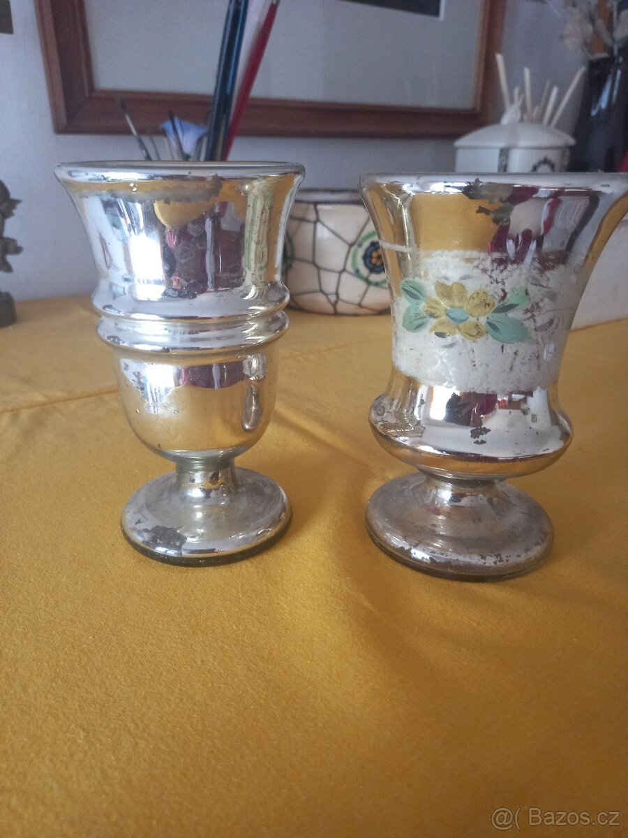 Prodám dva foukané amalgámové poháry