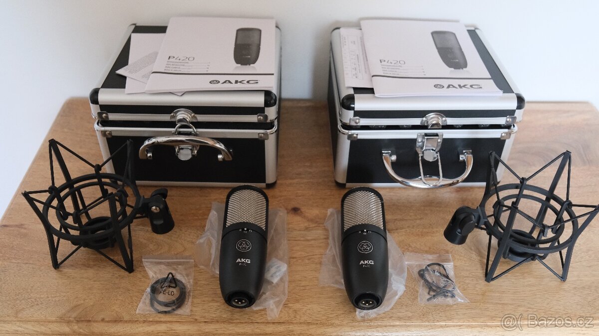 Velkomembránové kondenzátorové mikrofony AKG P420.